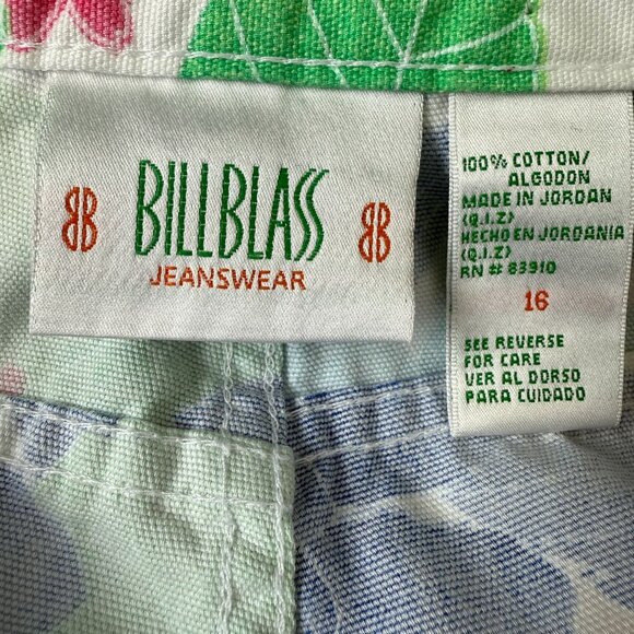 Bill Blass Women's Bold Floral Capri Pants Sz 16 Hi Rise Blue Pink Green Cotton - Picture 7 of 12